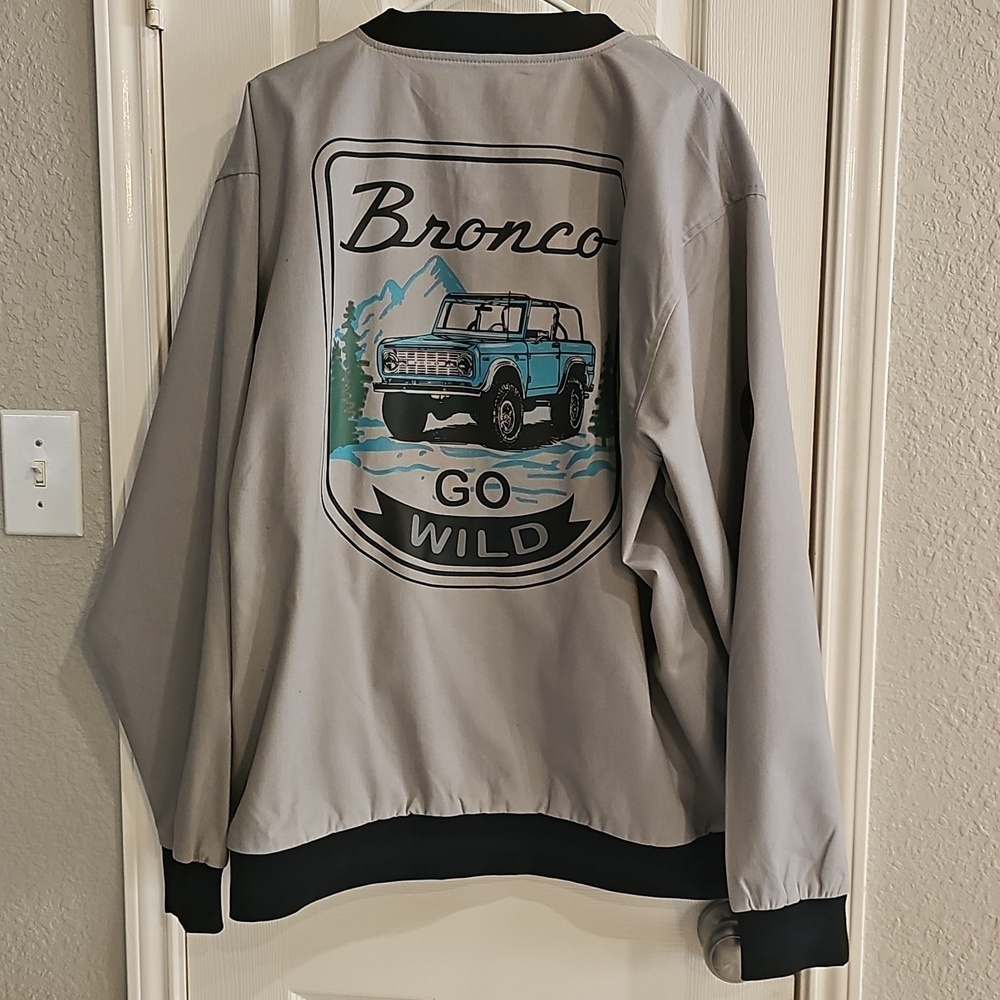 New Ford Bronco Roadtrip Driving Go Wild Grey Snap Button Men's Jacket XXL